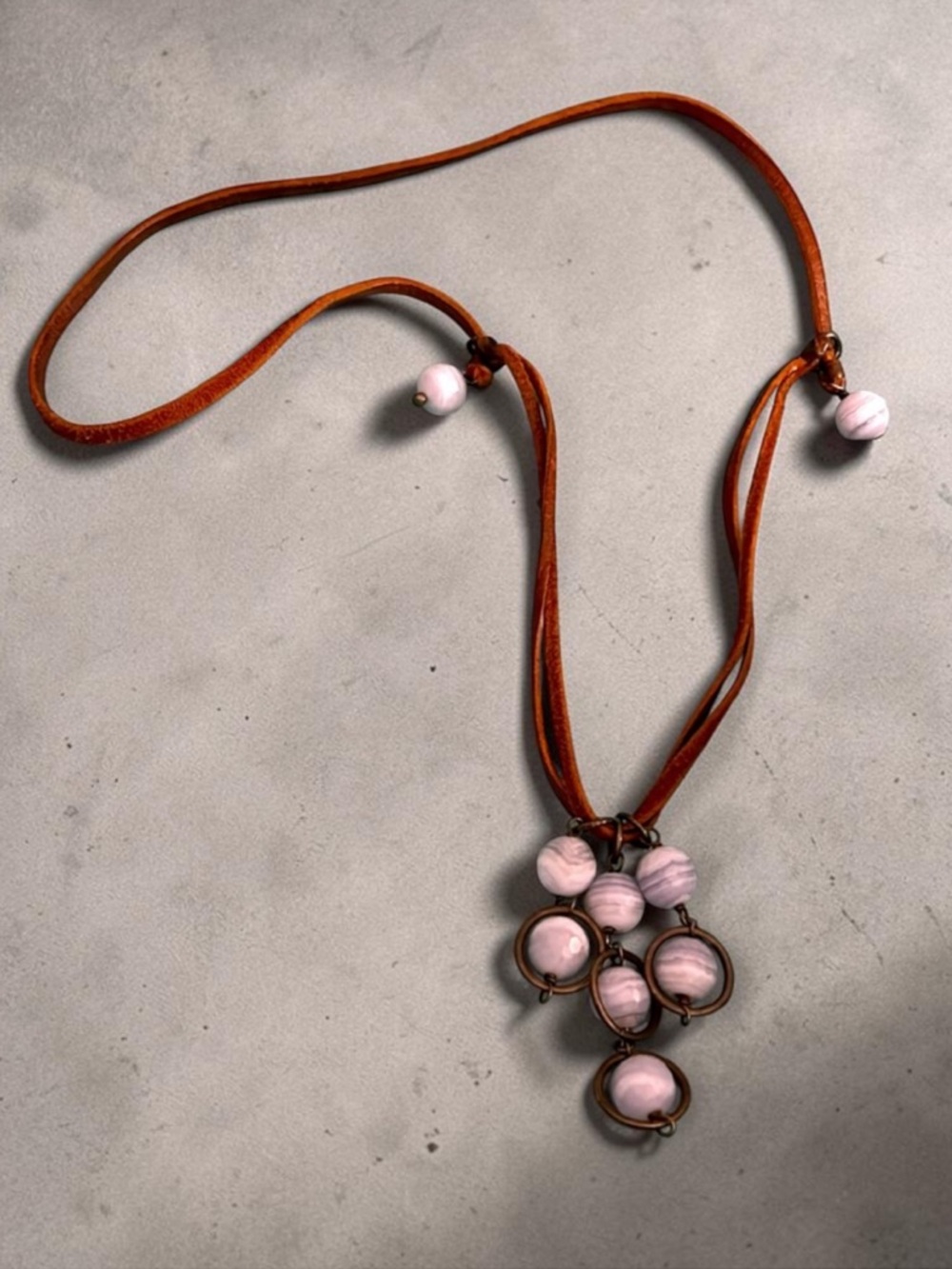 Vintage Stone Leather Necklace - Picture 1 of 8